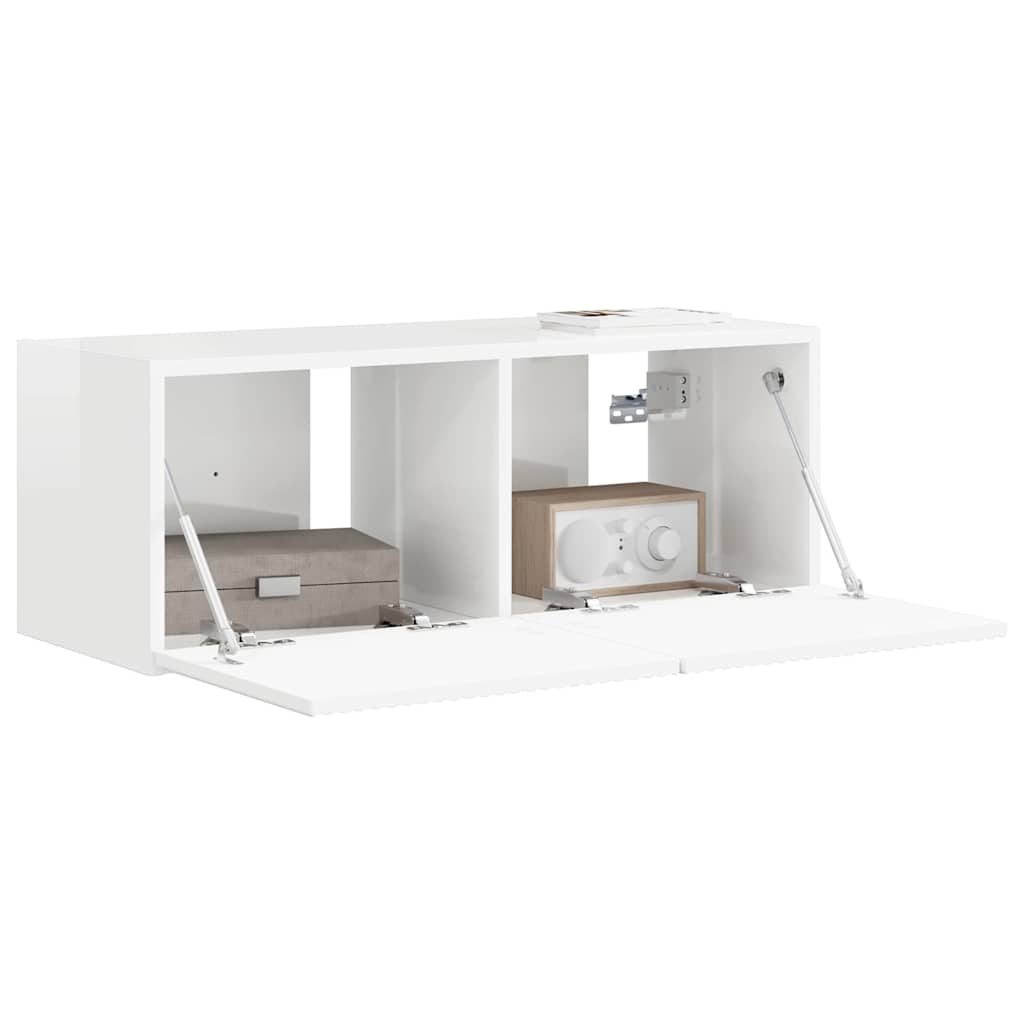 TV-Wandschrank 78,5 x 31 x 29,5 cm Glänzend Weiß Holzwerkstoff