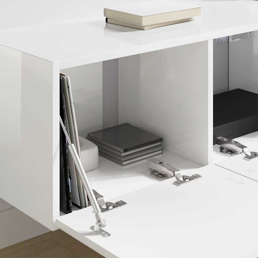 TV-Wandschrank 2 stk. Glänzend Weiß Holzwerkstoff