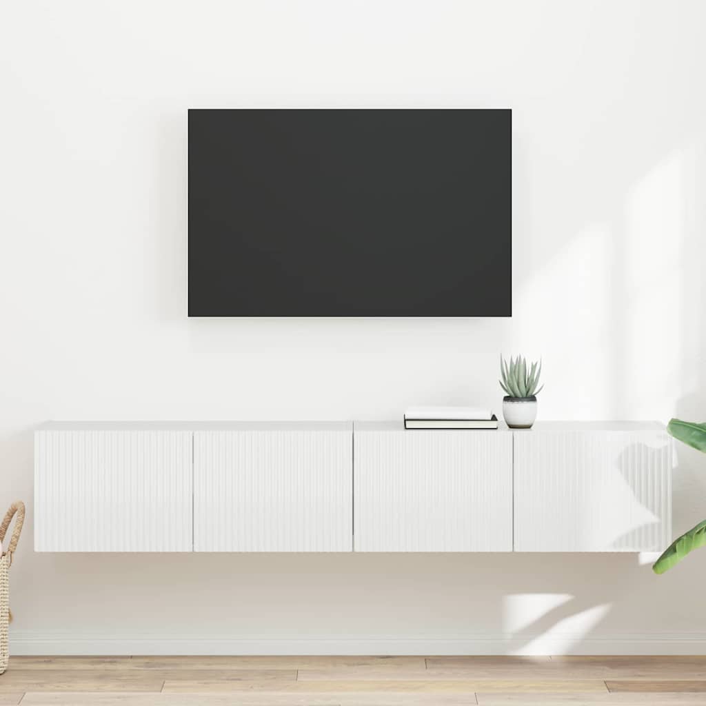TV-Wandschrank 2 stk. Glänzend Weiß Holzwerkstoff
