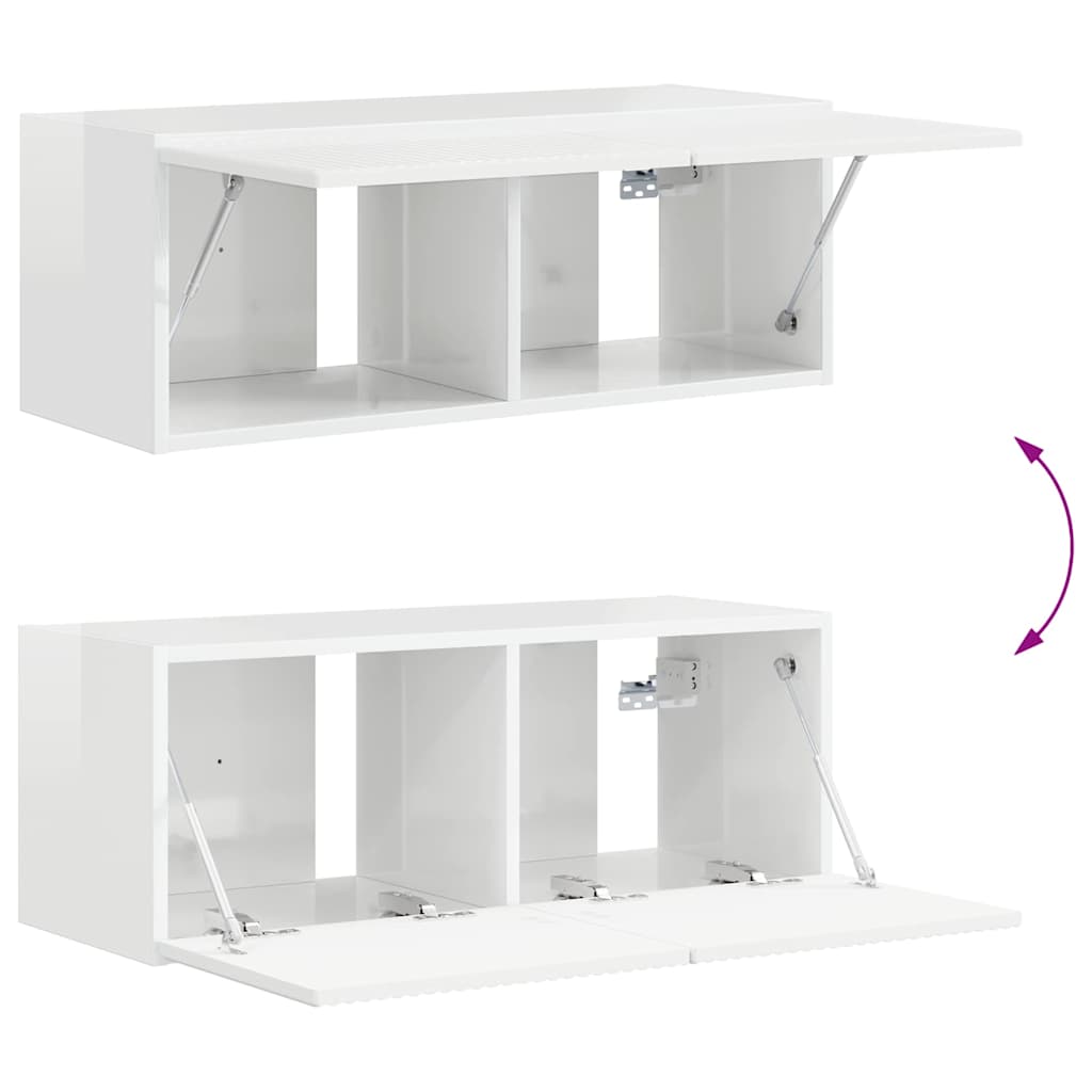TV-Wandschrank 2 stk. Glänzend Weiß Holzwerkstoff