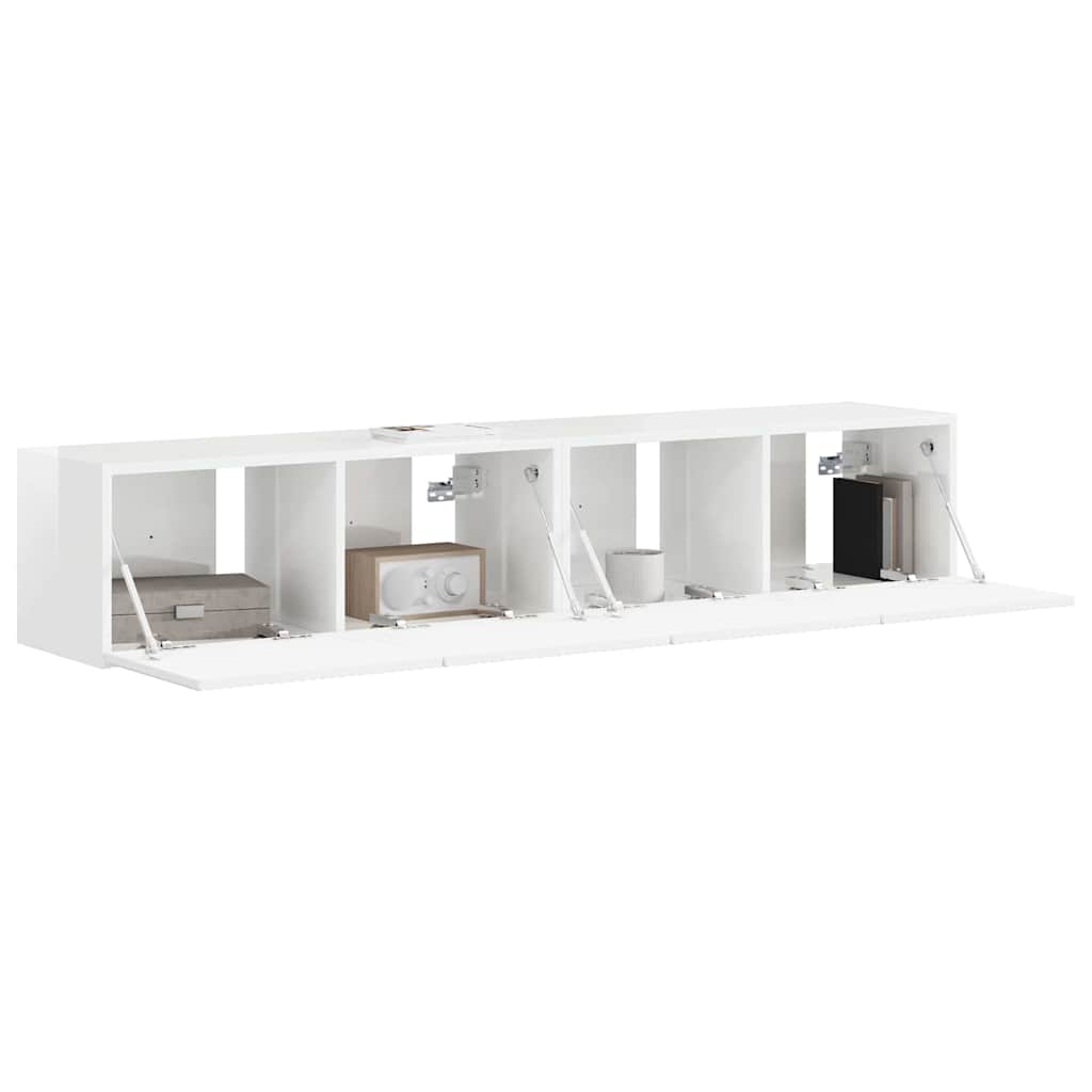 TV-Wandschrank 2 stk. Glänzend Weiß Holzwerkstoff