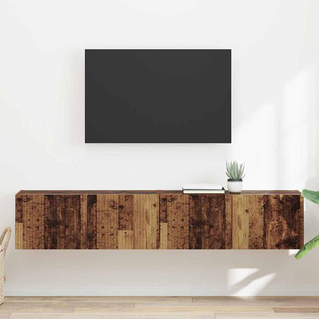 TV-Wandschrank 2 stk. Altholz Holzwerkstoff