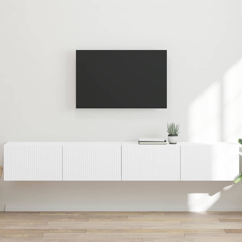 TV-Wandschrank 2 stk. Weiß Holzwerkstoff