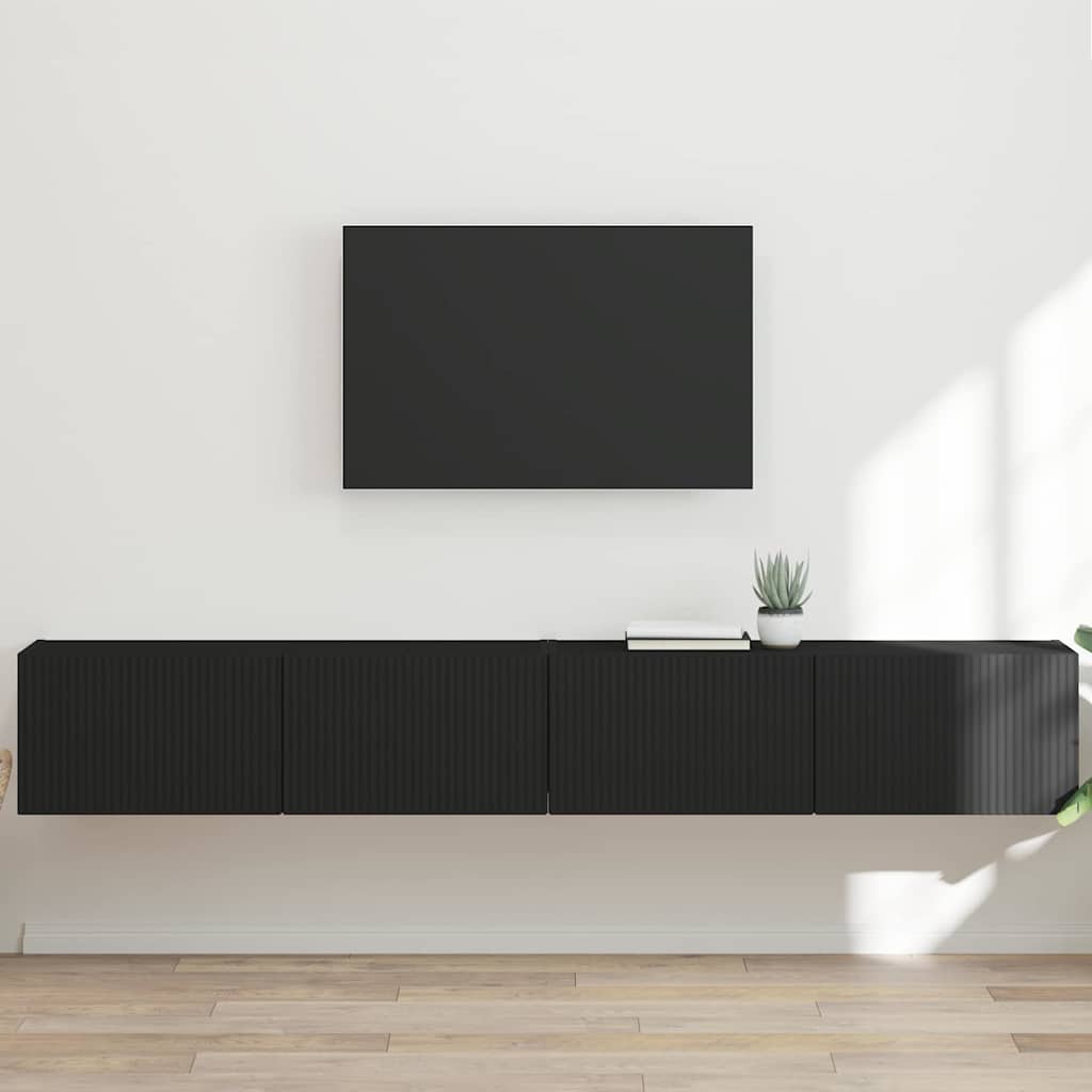 TV-Wandschrank 2 stk. Schwarz Holzwerkstoff