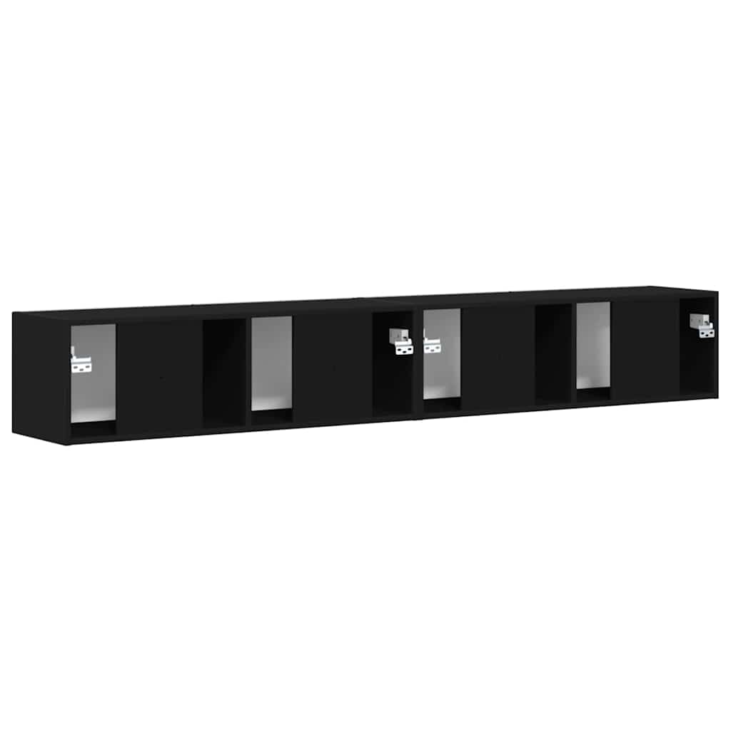 TV-Wandschrank 2 stk. Schwarz Holzwerkstoff
