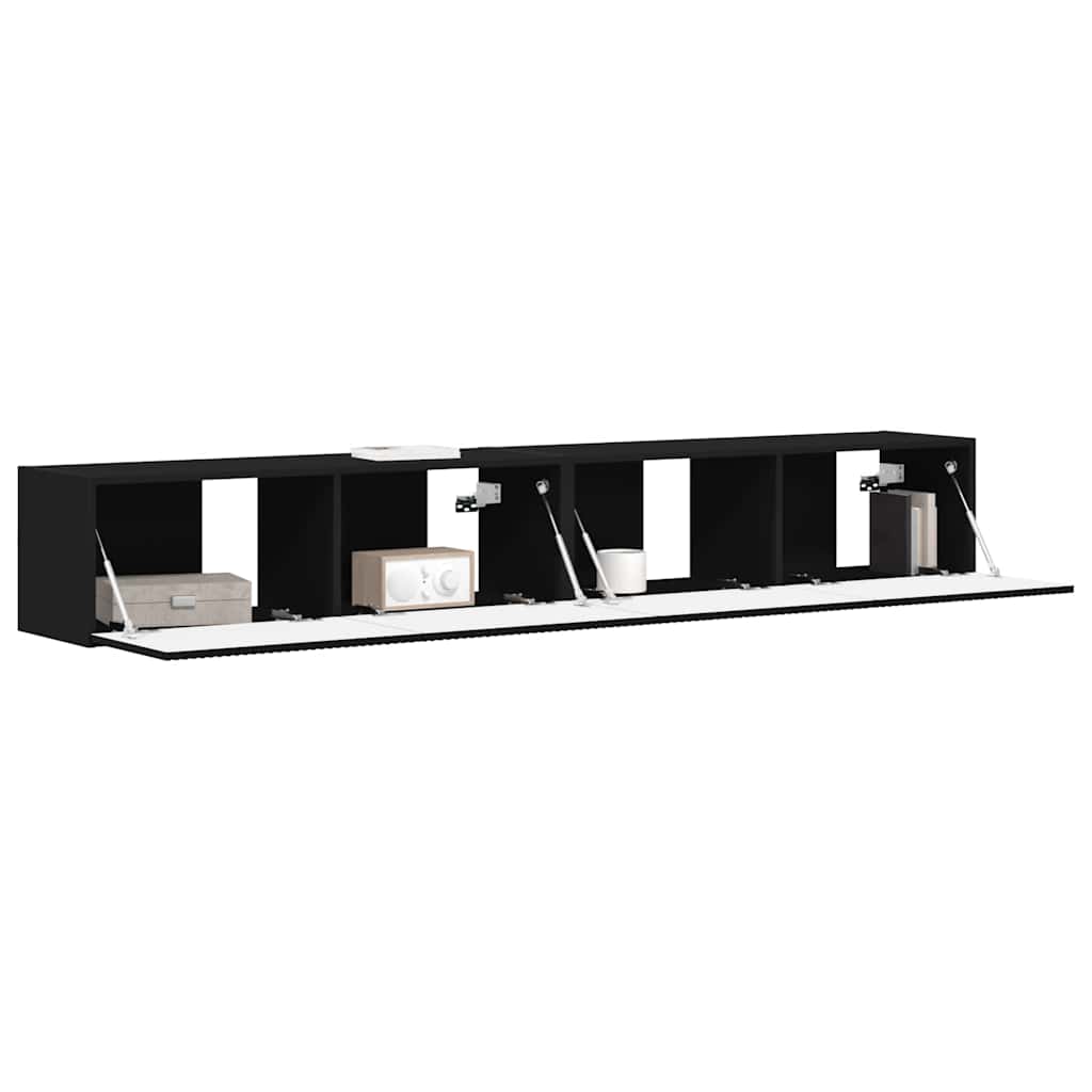 TV-Wandschrank 2 stk. Schwarz Holzwerkstoff