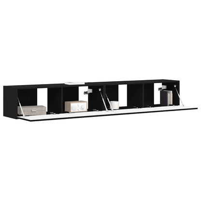 TV-Wandschrank 2 stk. Schwarz Holzwerkstoff