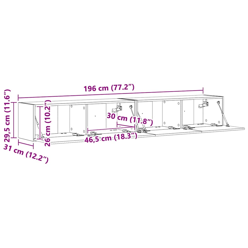 TV-Wandschrank 2 stk. Beton Holzwerkstoff