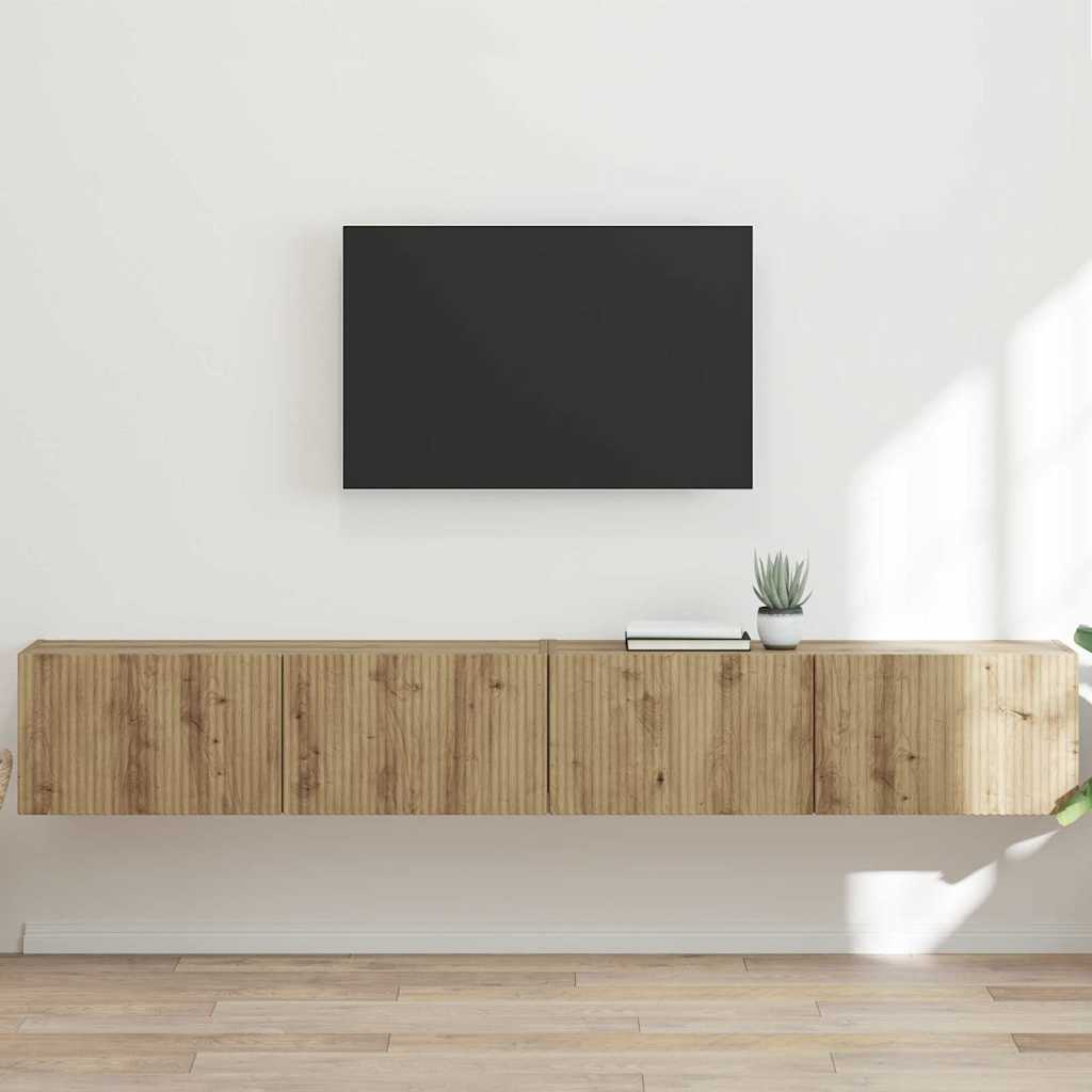 TV-Wandschrank 2 stk. Kunsthandwerk Eiche Holzwerkstoff