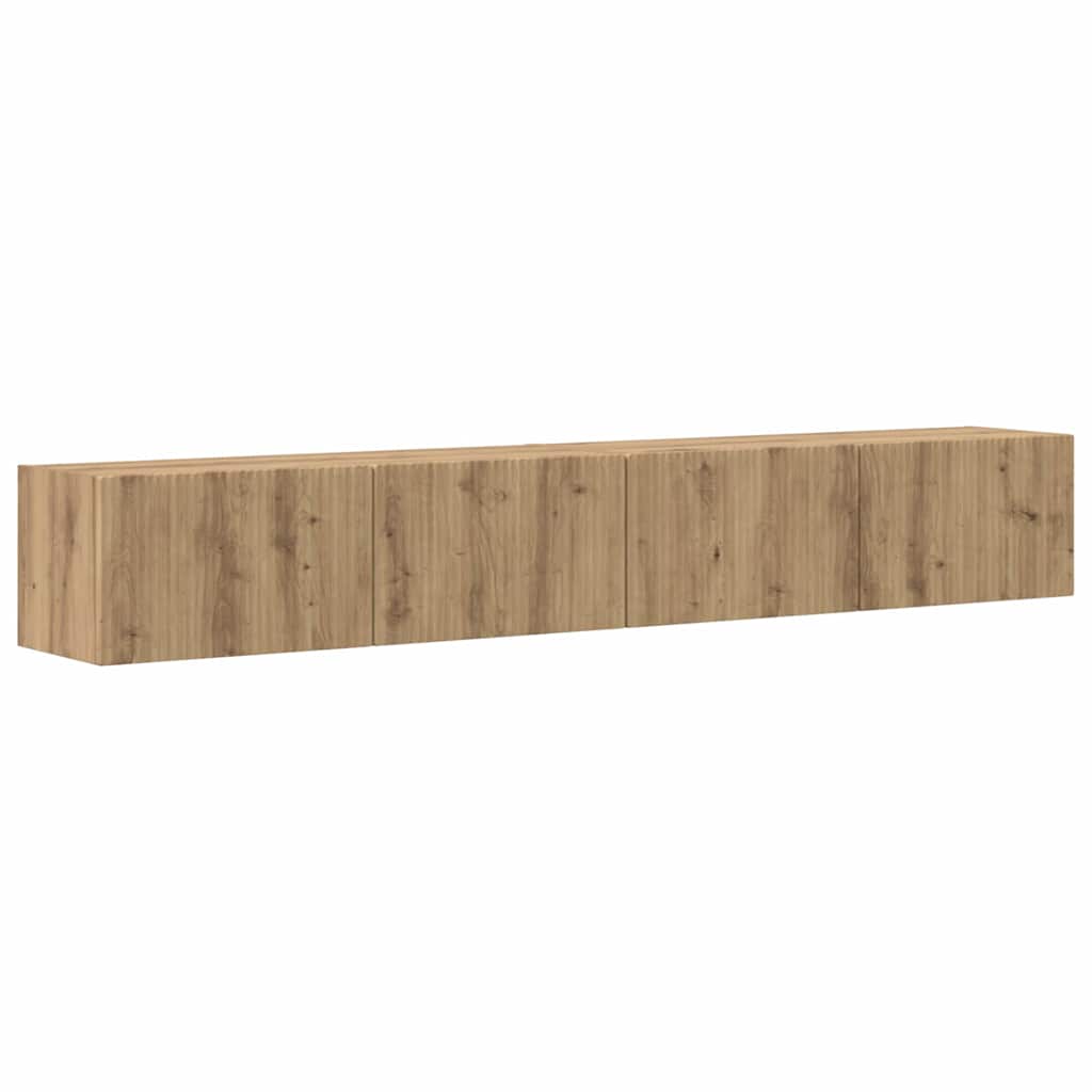 TV-Wandschrank 2 stk. Kunsthandwerk Eiche Holzwerkstoff
