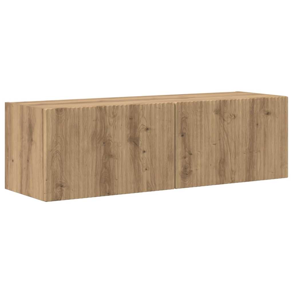 TV-Wandschrank 2 stk. Kunsthandwerk Eiche Holzwerkstoff
