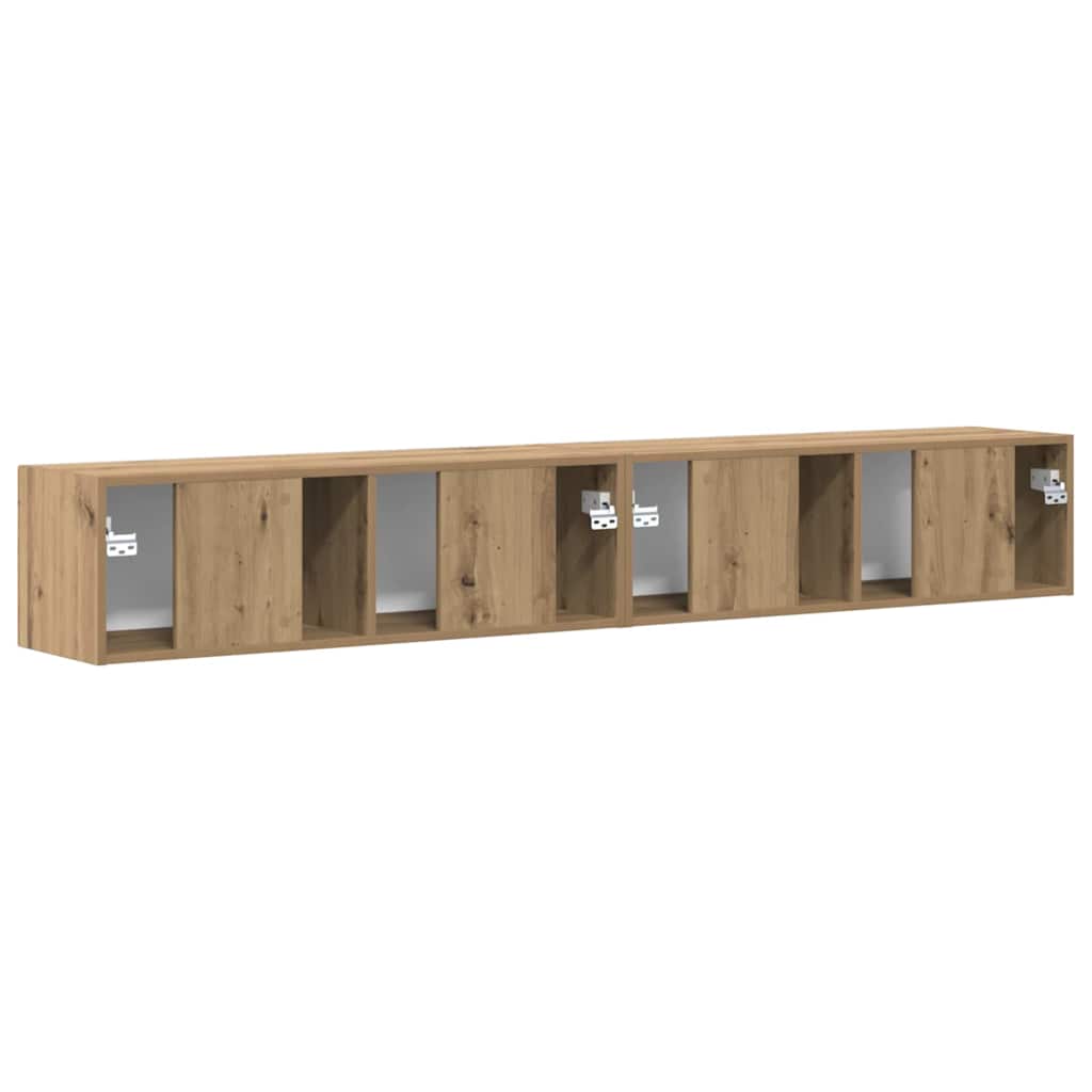 TV-Wandschrank 2 stk. Kunsthandwerk Eiche Holzwerkstoff