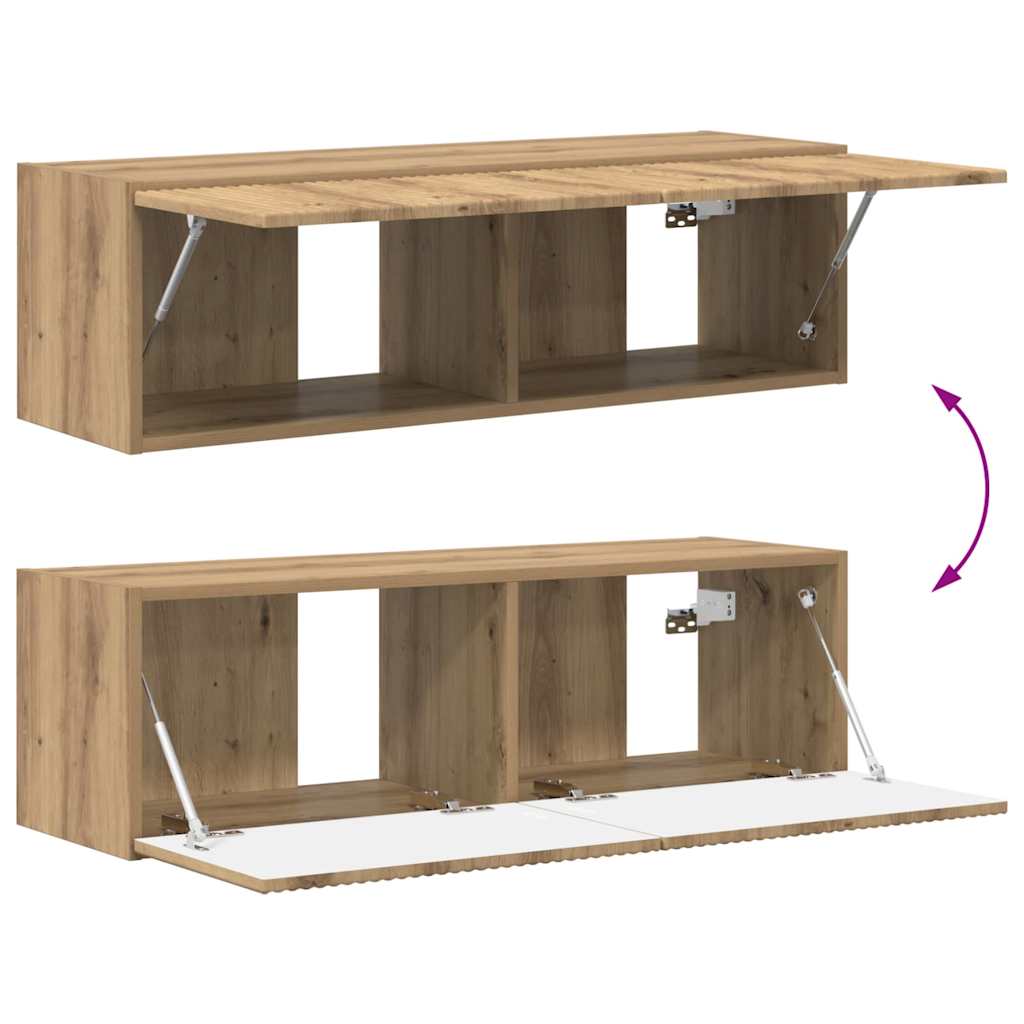 TV-Wandschrank 2 stk. Kunsthandwerk Eiche Holzwerkstoff