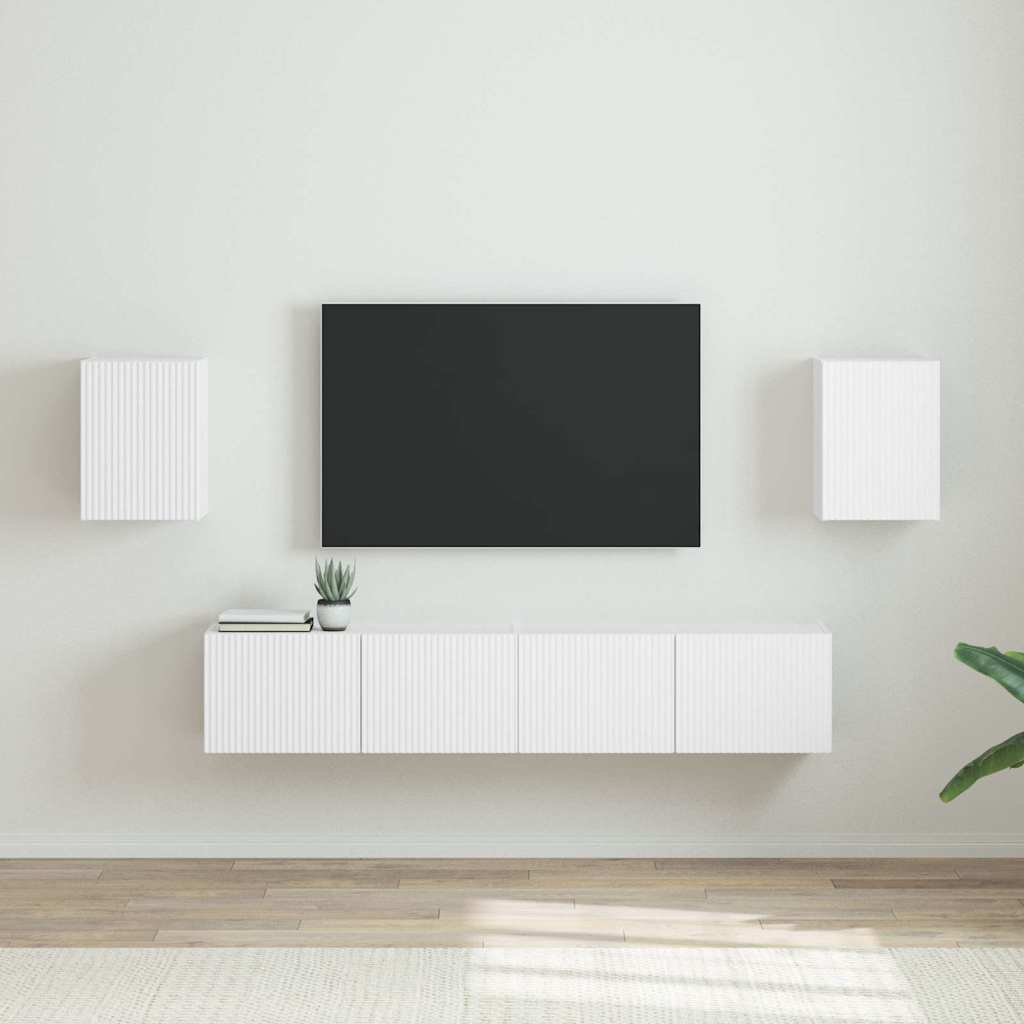 TV-Wandschrank 2 stk. Weiß Holzwerkstoff