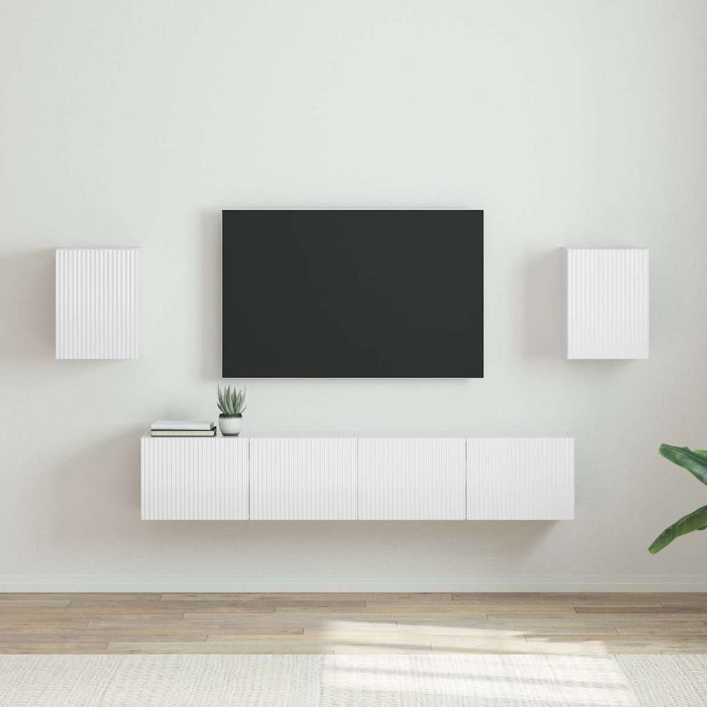 TV-Wandschrank 2 stk. Glänzend Weiß Holzwerkstoff