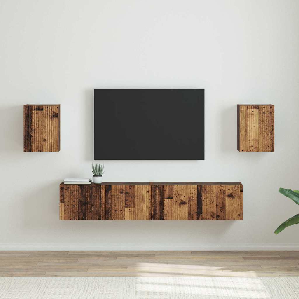 TV-Wandschrank 2 stk. Altholz Holzwerkstoff