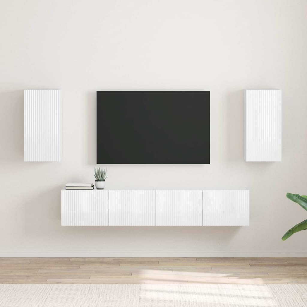 TV-Wandschrank 2 stk. Glänzend Weiß Holzwerkstoff