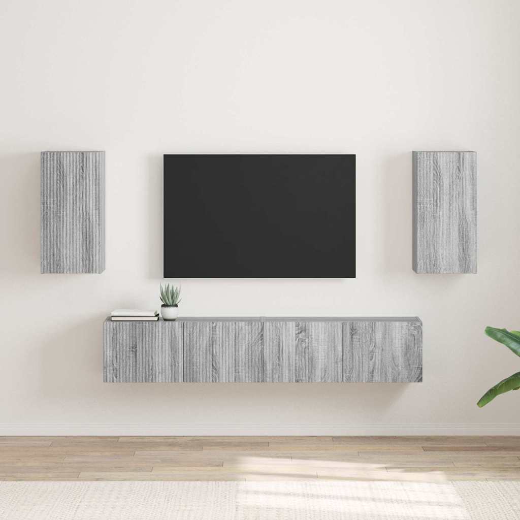 TV-Wandschrank 2 stk. Sonoma-Grau Holzwerkstoff