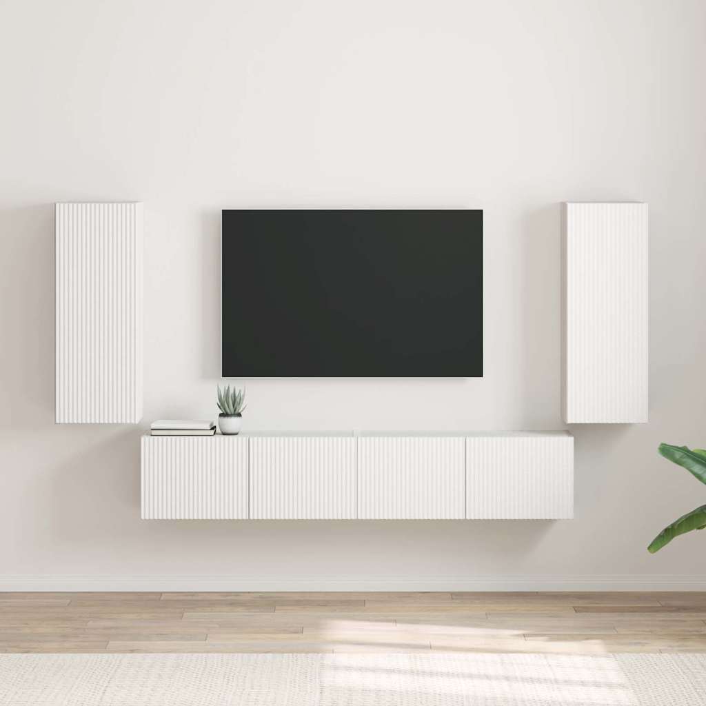 TV-Wandschrank 2 stk. Weiß Holzwerkstoff
