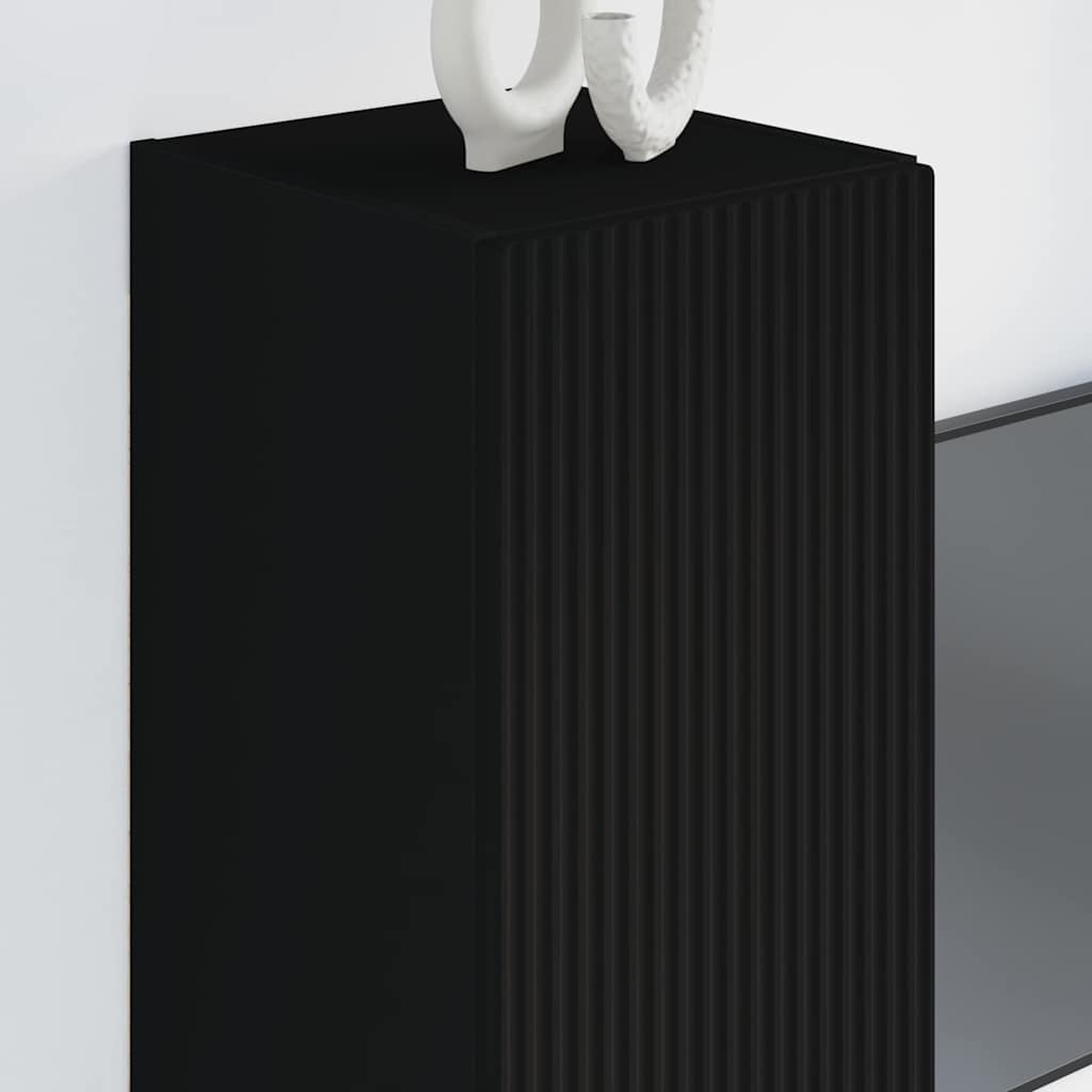 TV-Wandschrank 2 stk. Schwarz Holzwerkstoff