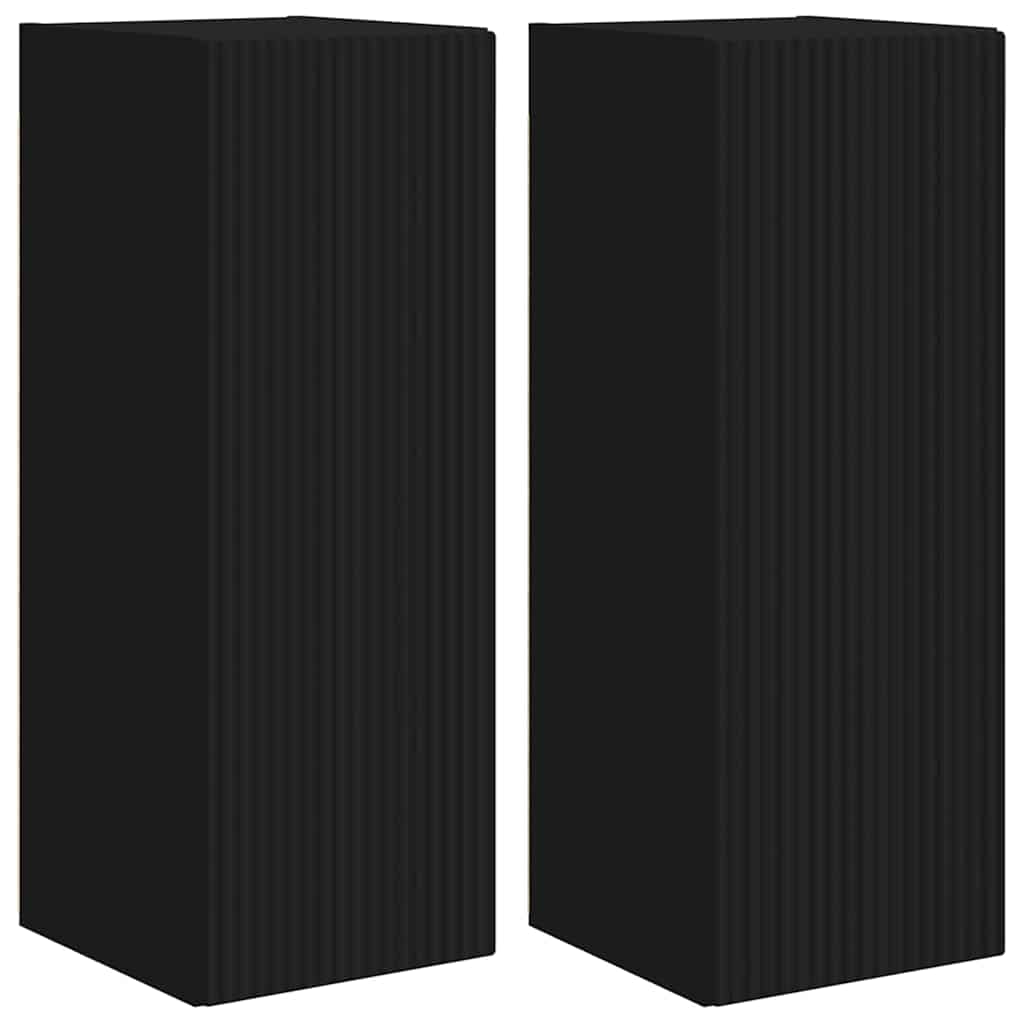 TV-Wandschrank 2 stk. Schwarz Holzwerkstoff
