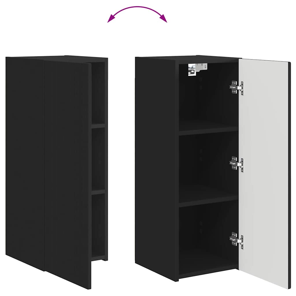 TV-Wandschrank 2 stk. Schwarz Holzwerkstoff