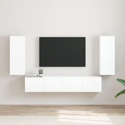 TV-Wandschrank 2 stk. Glänzend Weiß Holzwerkstoff