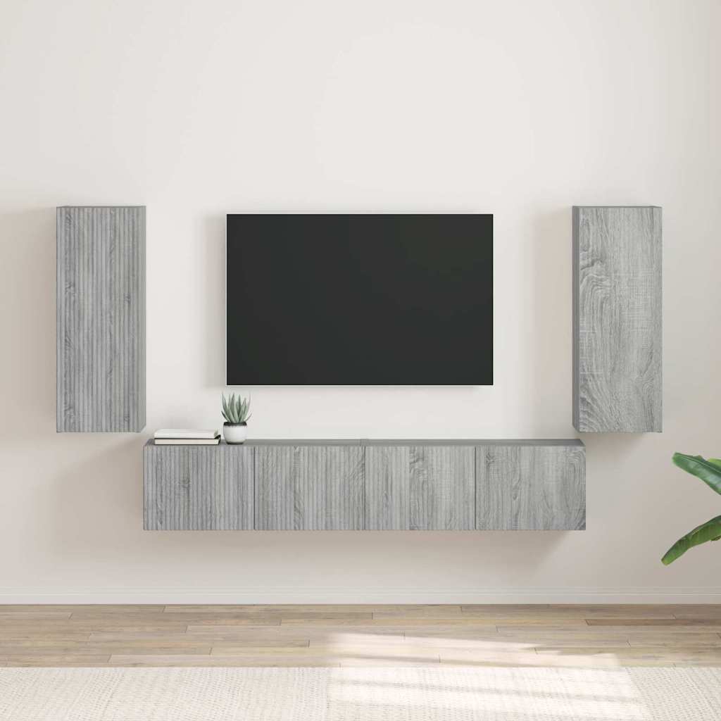 TV-Wandschrank 2 stk. Sonoma-Grau Holzwerkstoff