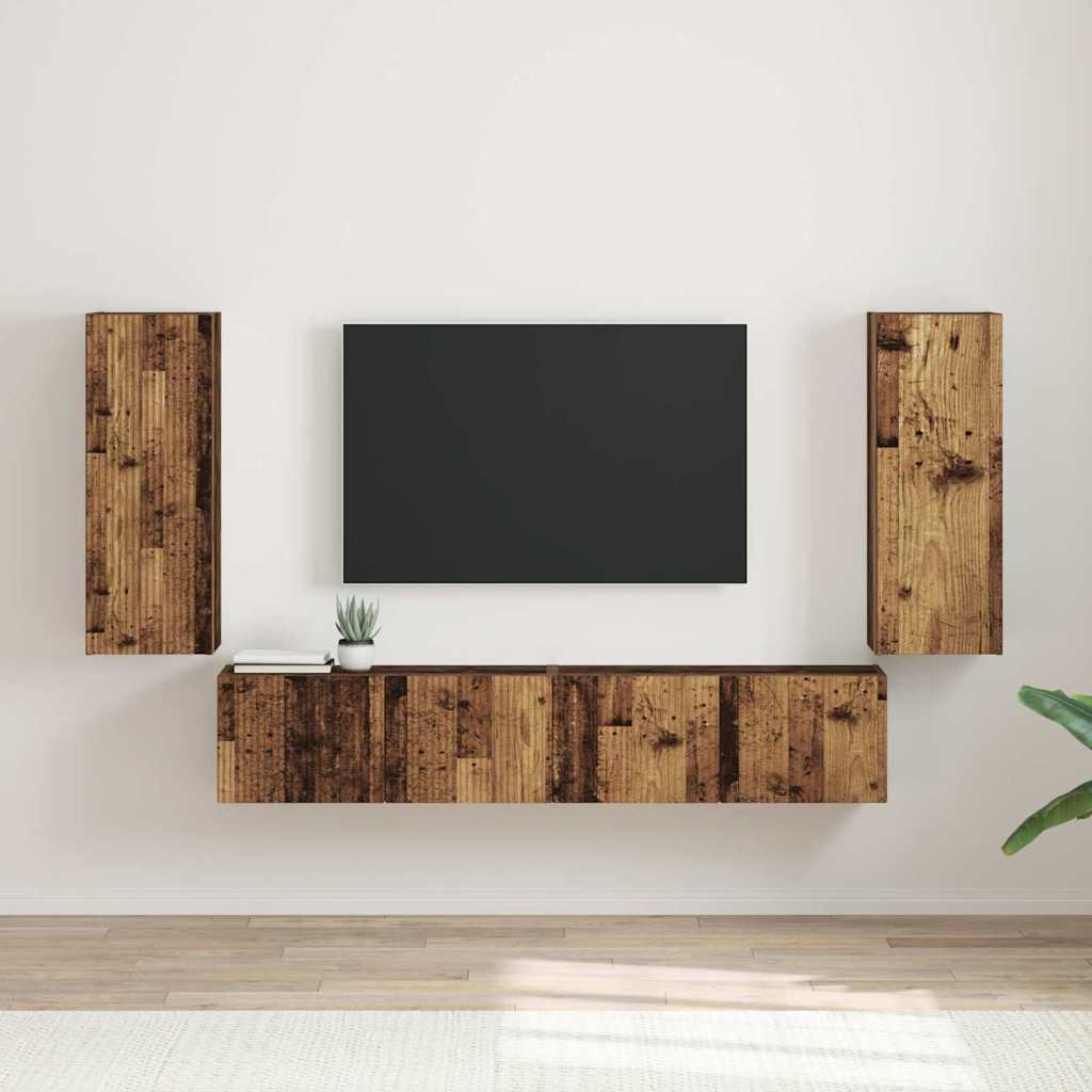 TV-Wandschrank 2 stk. Altholz Holzwerkstoff