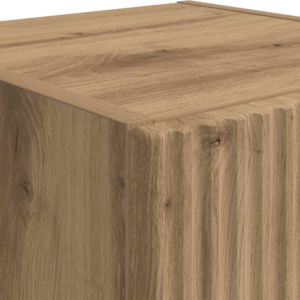 TV-Wandschrank 2 stk. Kunsthandwerk Eiche Holzwerkstoff