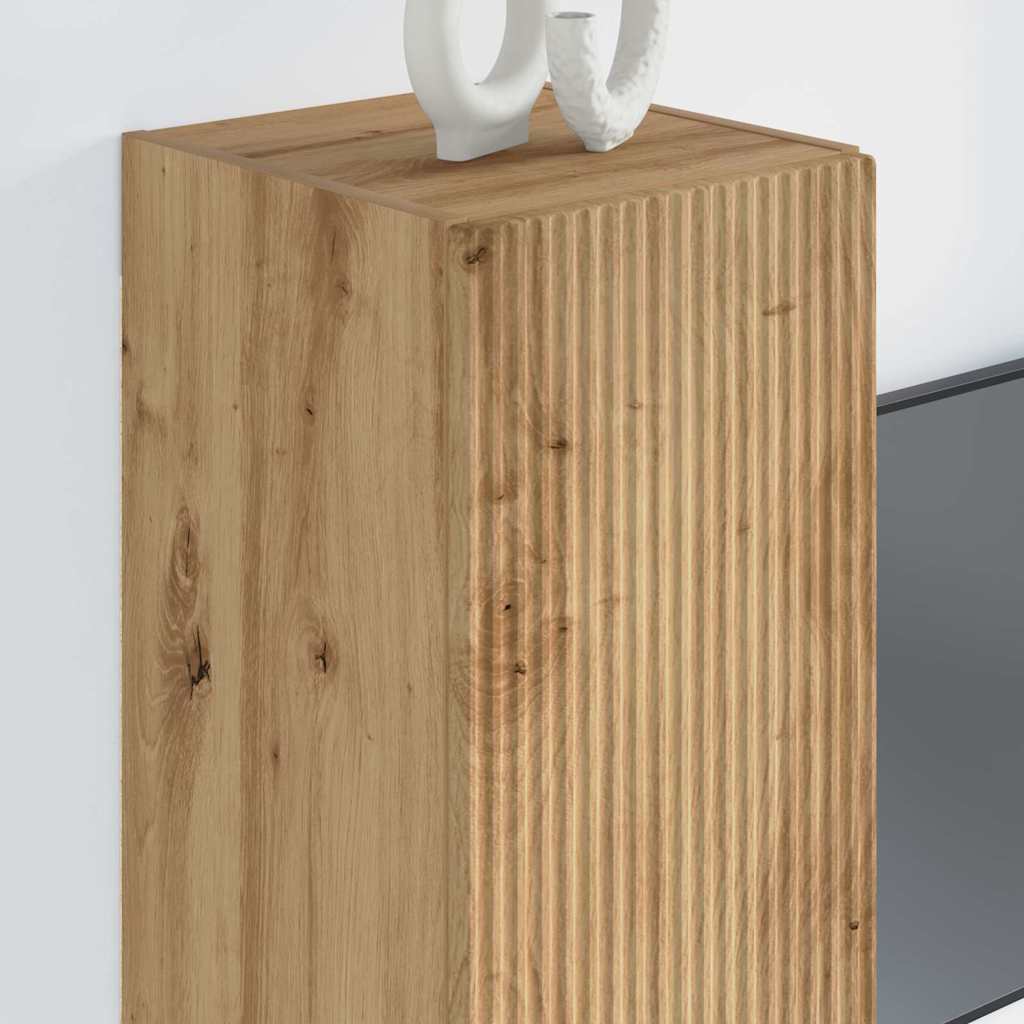 TV-Wandschrank 2 stk. Kunsthandwerk Eiche Holzwerkstoff