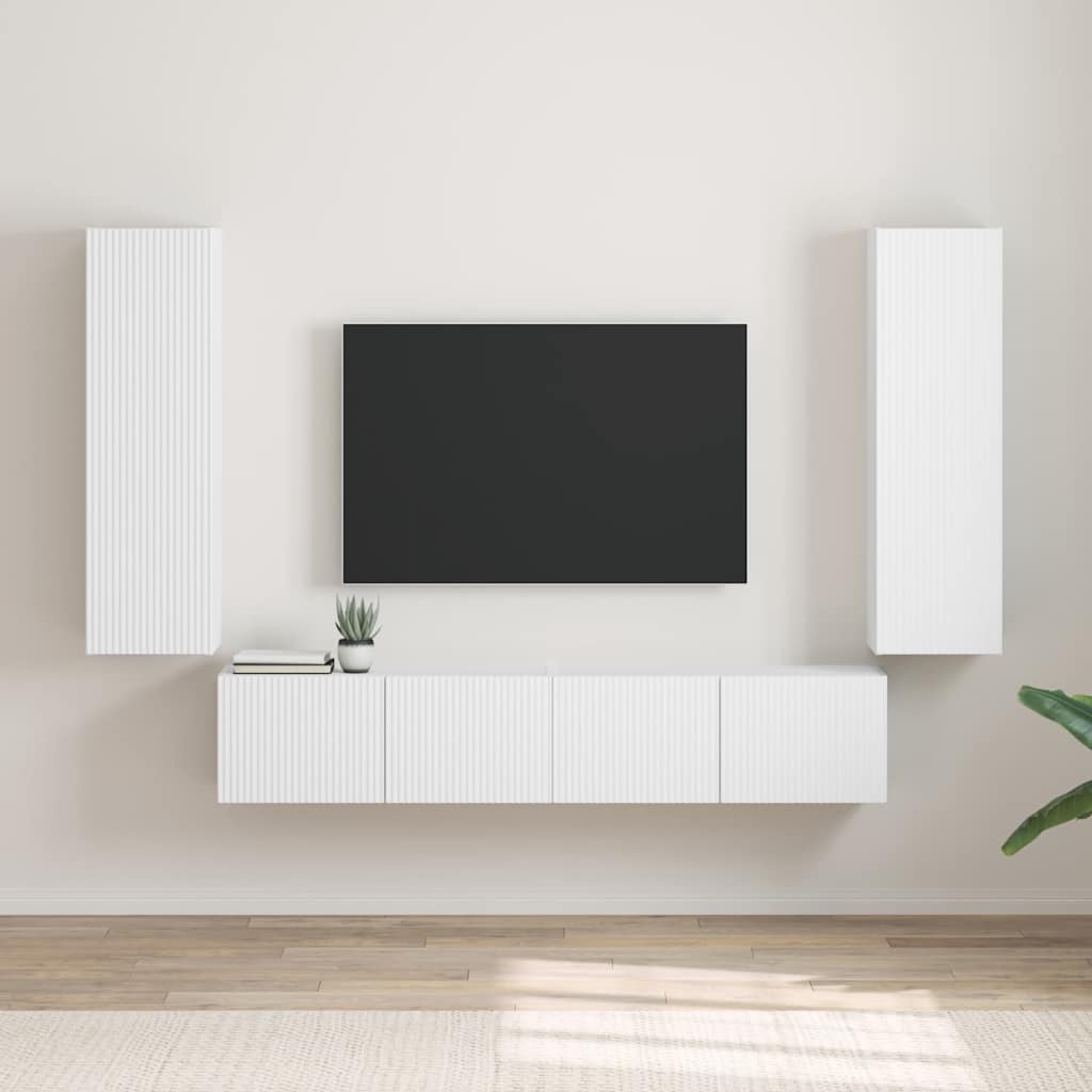 TV-Wandschrank 2 stk. Weiß Holzwerkstoff