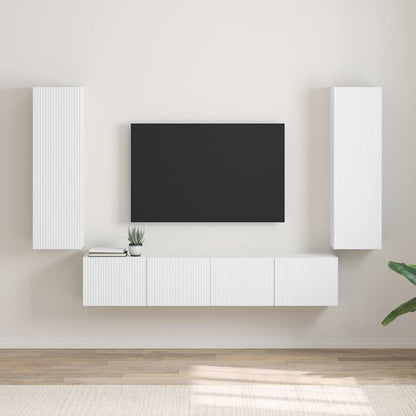 TV-Wandschrank 2 stk. Weiß Holzwerkstoff