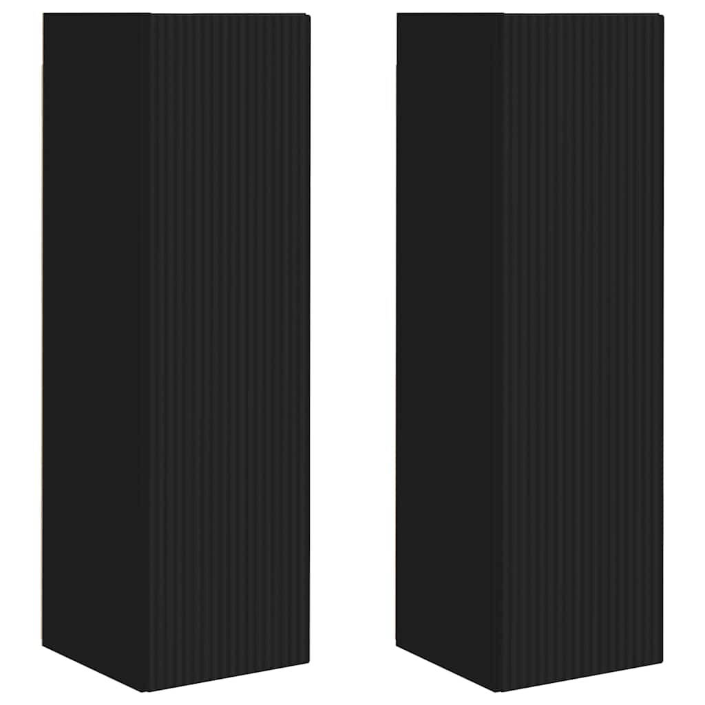 TV-Wandschrank 2 stk. Schwarz Holzwerkstoff