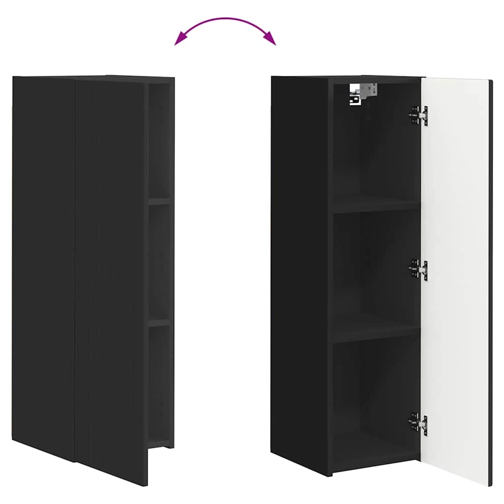 TV-Wandschrank 2 stk. Schwarz Holzwerkstoff