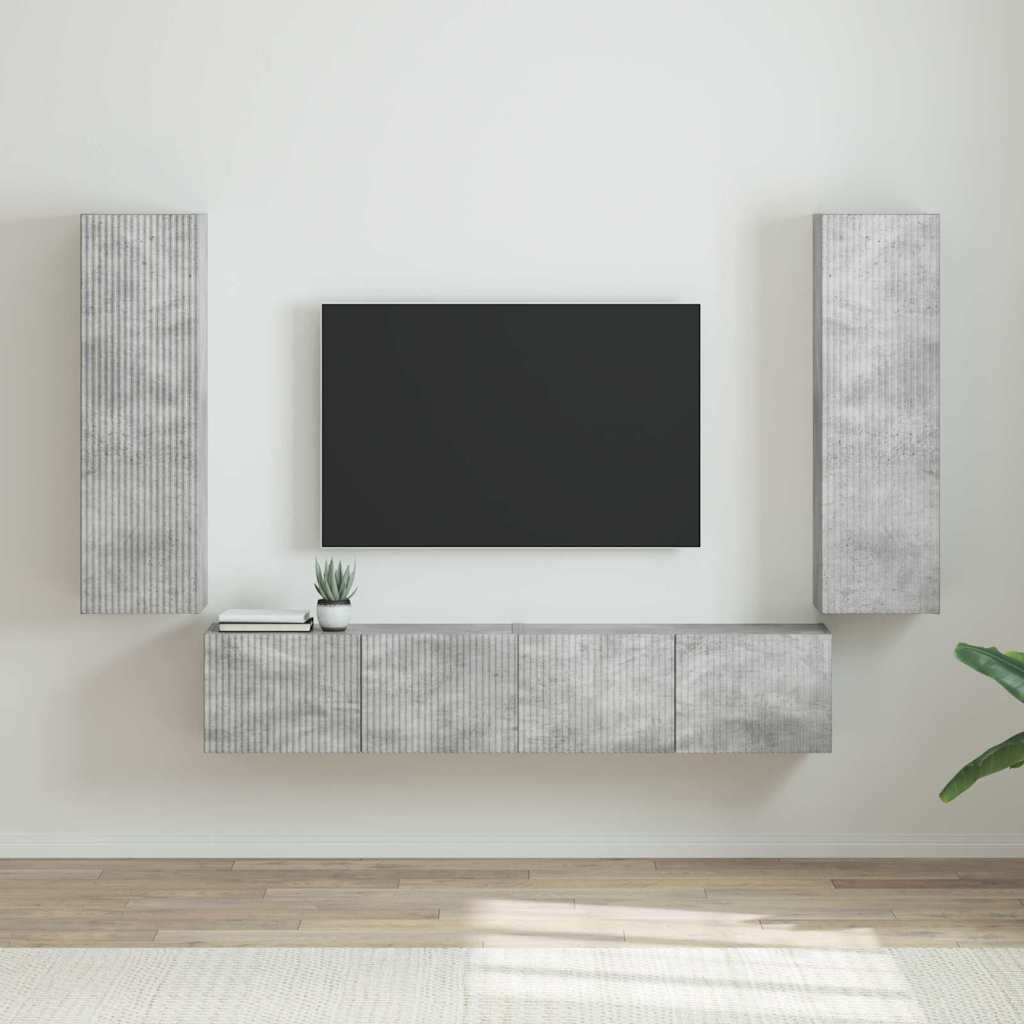 TV-Wandschrank 2 stk. Beton Holzwerkstoff