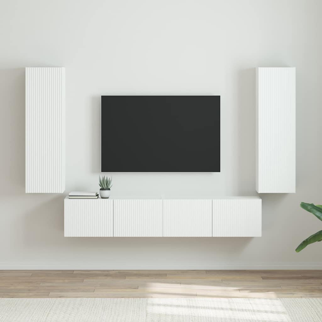 TV-Wandschrank 2 stk. Glänzend Weiß Holzwerkstoff