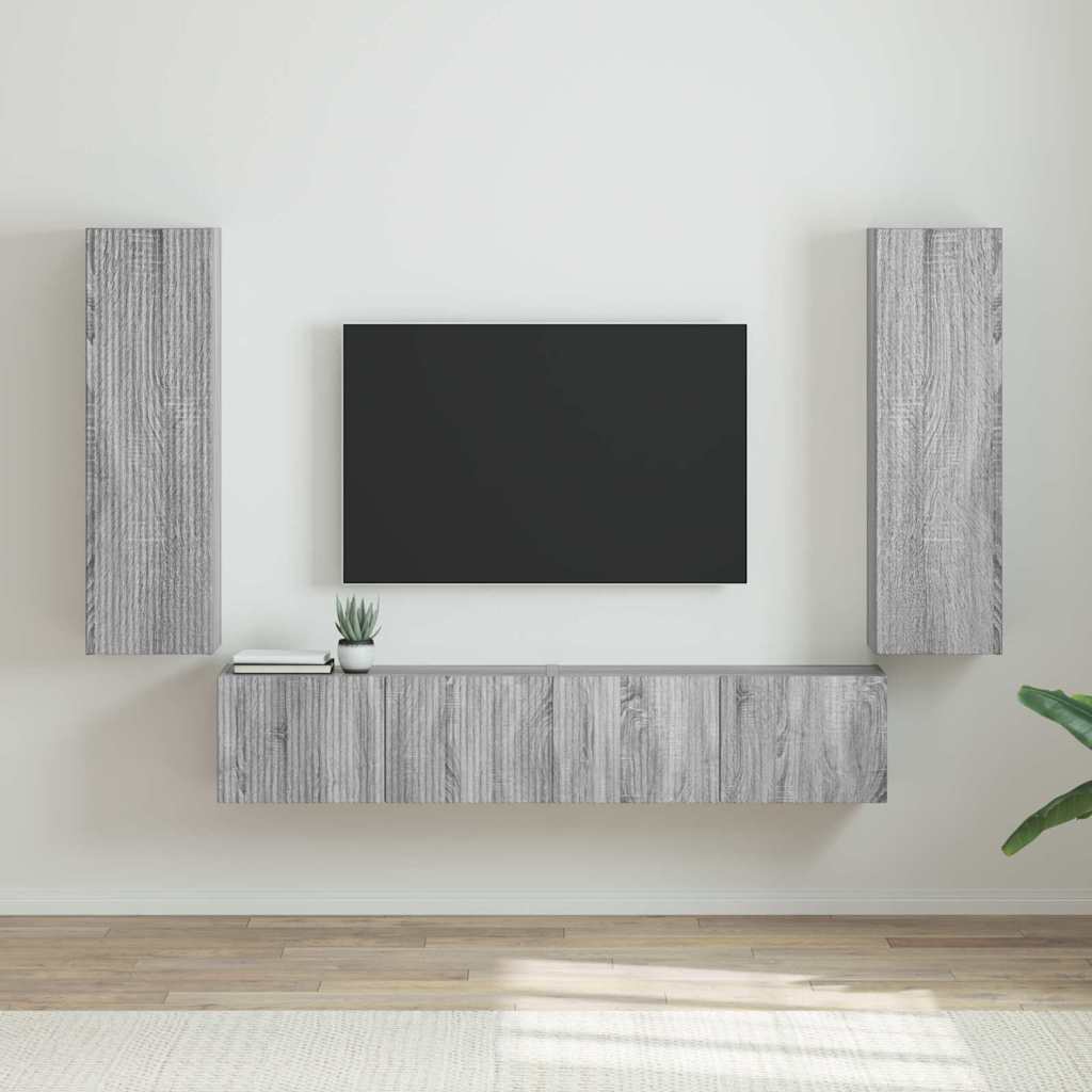 TV-Wandschrank 2 stk. Sonoma-Grau Holzwerkstoff