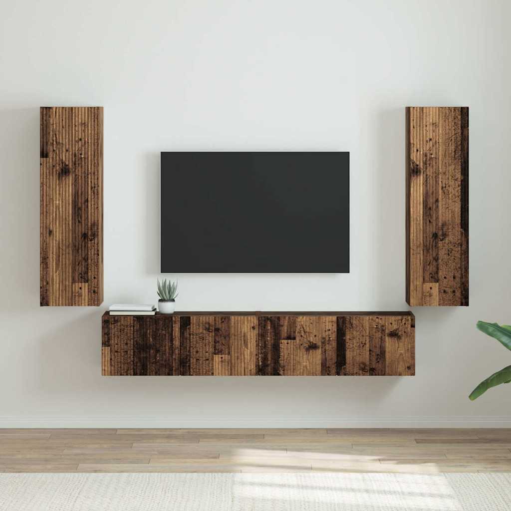 TV-Wandschrank 2 stk. Altholz Holzwerkstoff