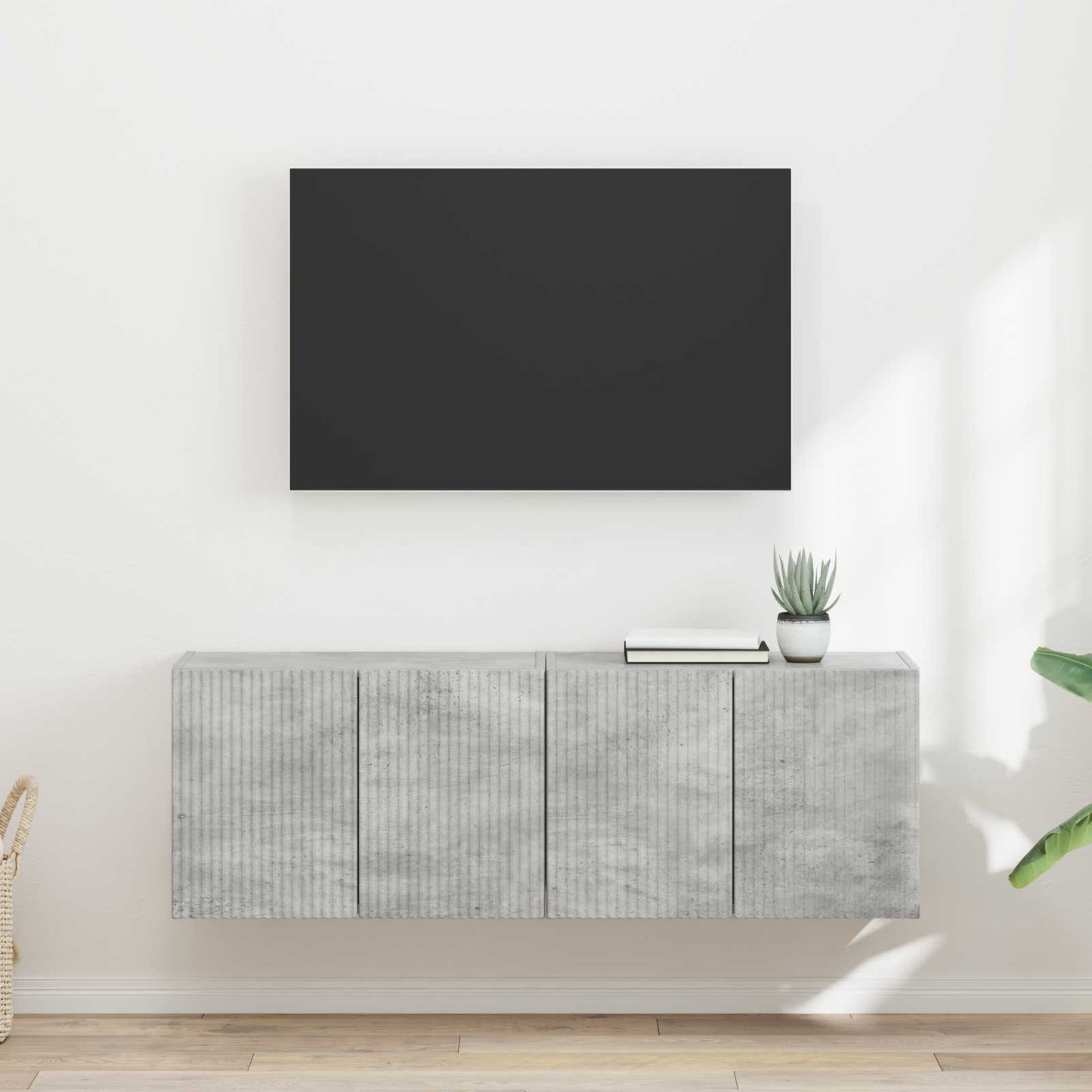 TV-Wandschrank 2 stk. Betongrau Holzwerkstoff