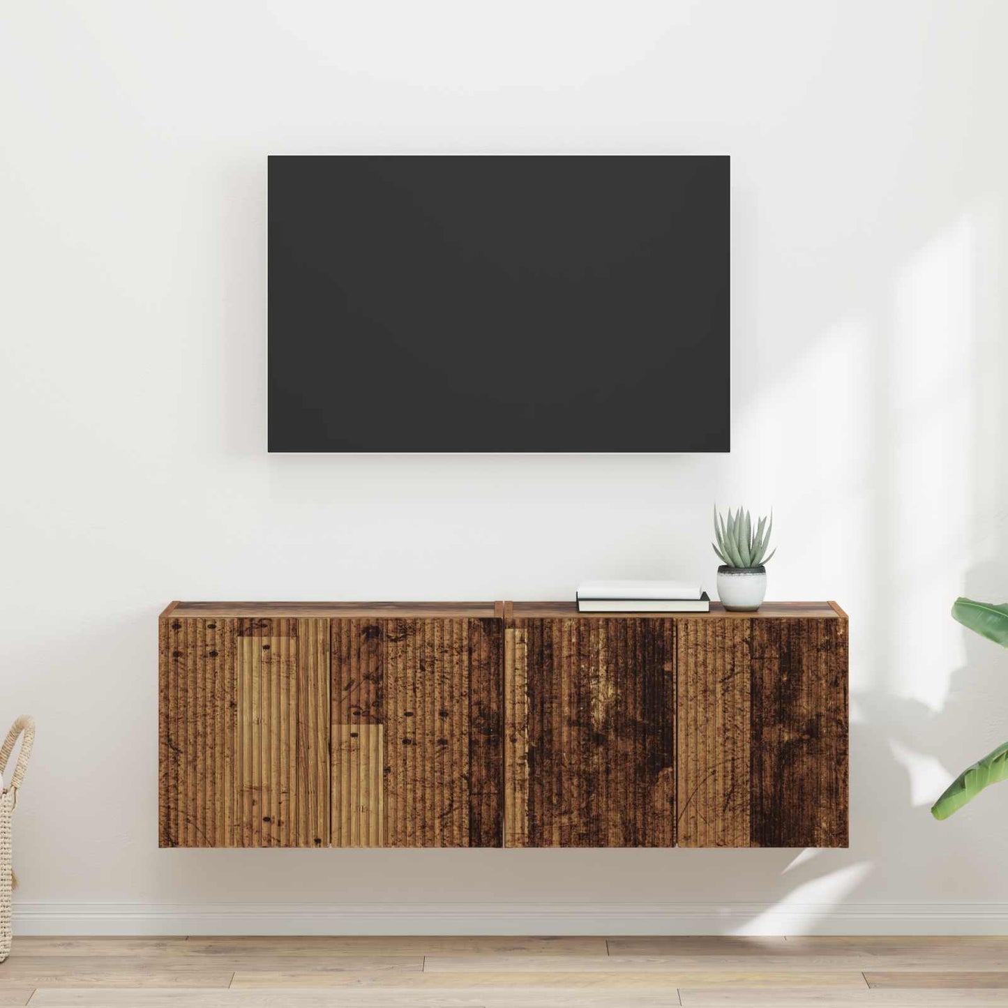 TV-Wandschrank 2 stk. Altholz Holzwerkstoff
