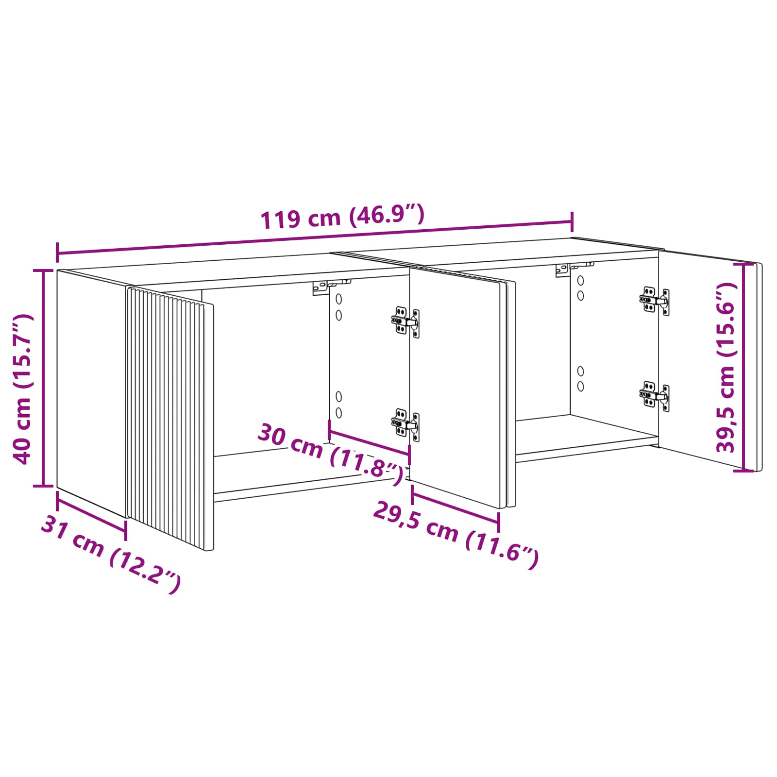 TV-Wandschrank 2 stk. Altholz Holzwerkstoff
