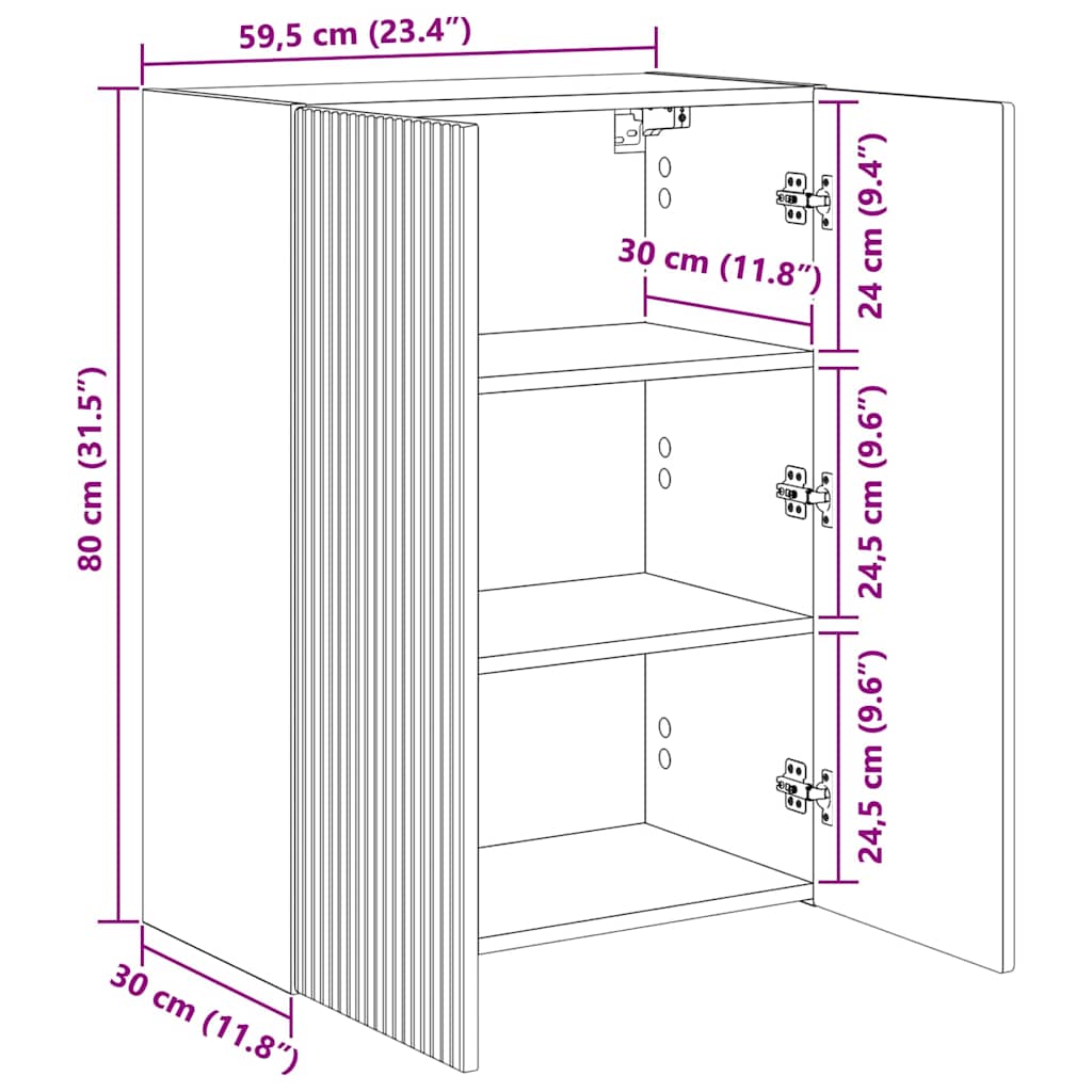 TV-Wandschrank 59,5 x 31 x 80 cm Sonoma-Grau Holzwerkstoff