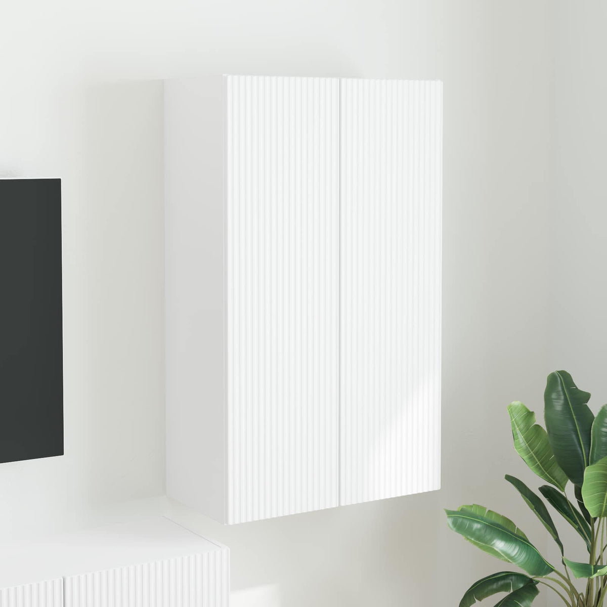 TV-Wandschrank 59,5 x 31 x 100 cm Weiß Holzwerkstoff