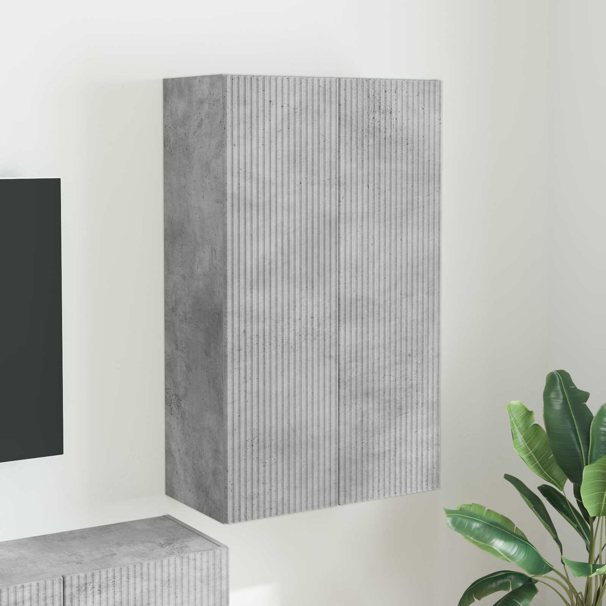 TV-Wandschrank 59,5 x 31 x 100 cm Betongrau Holzwerkstoff