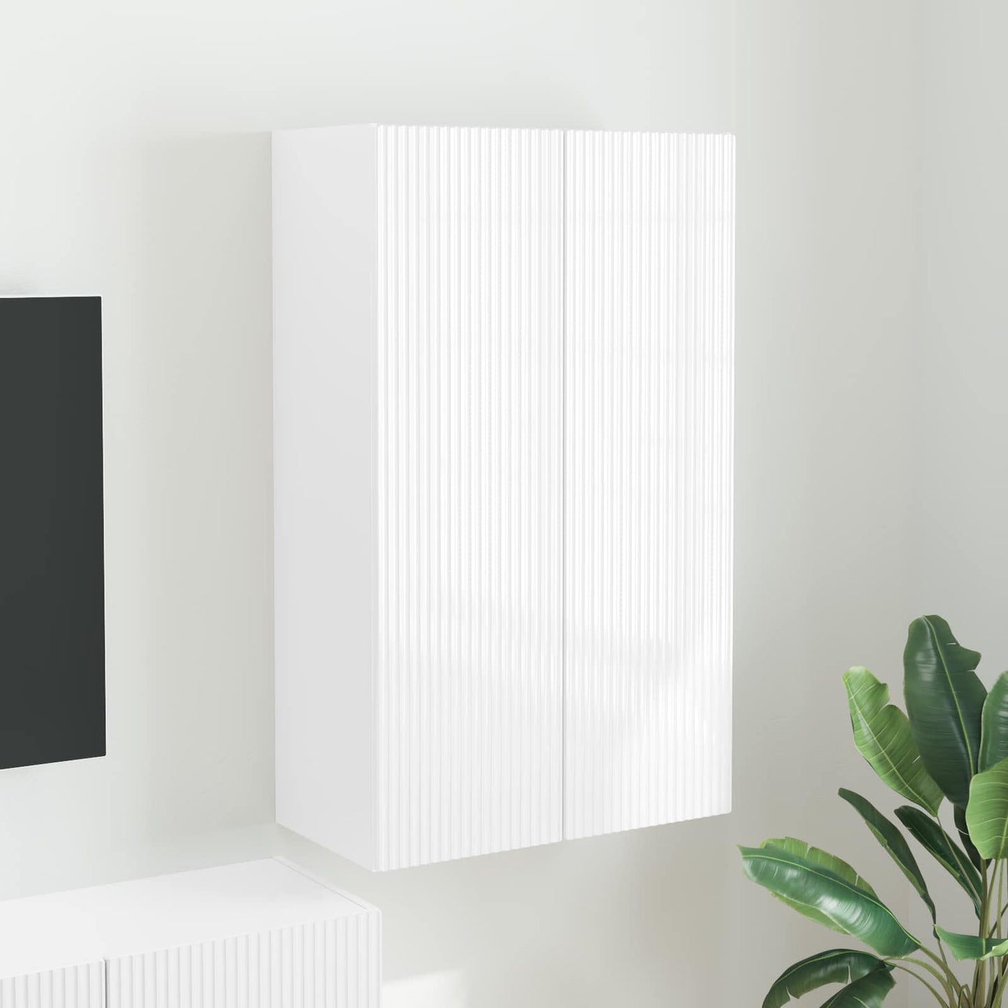 TV-Wandschrank 59,5 x 31 x 100 cm Hochglanz Weiß Holzwerkstoff