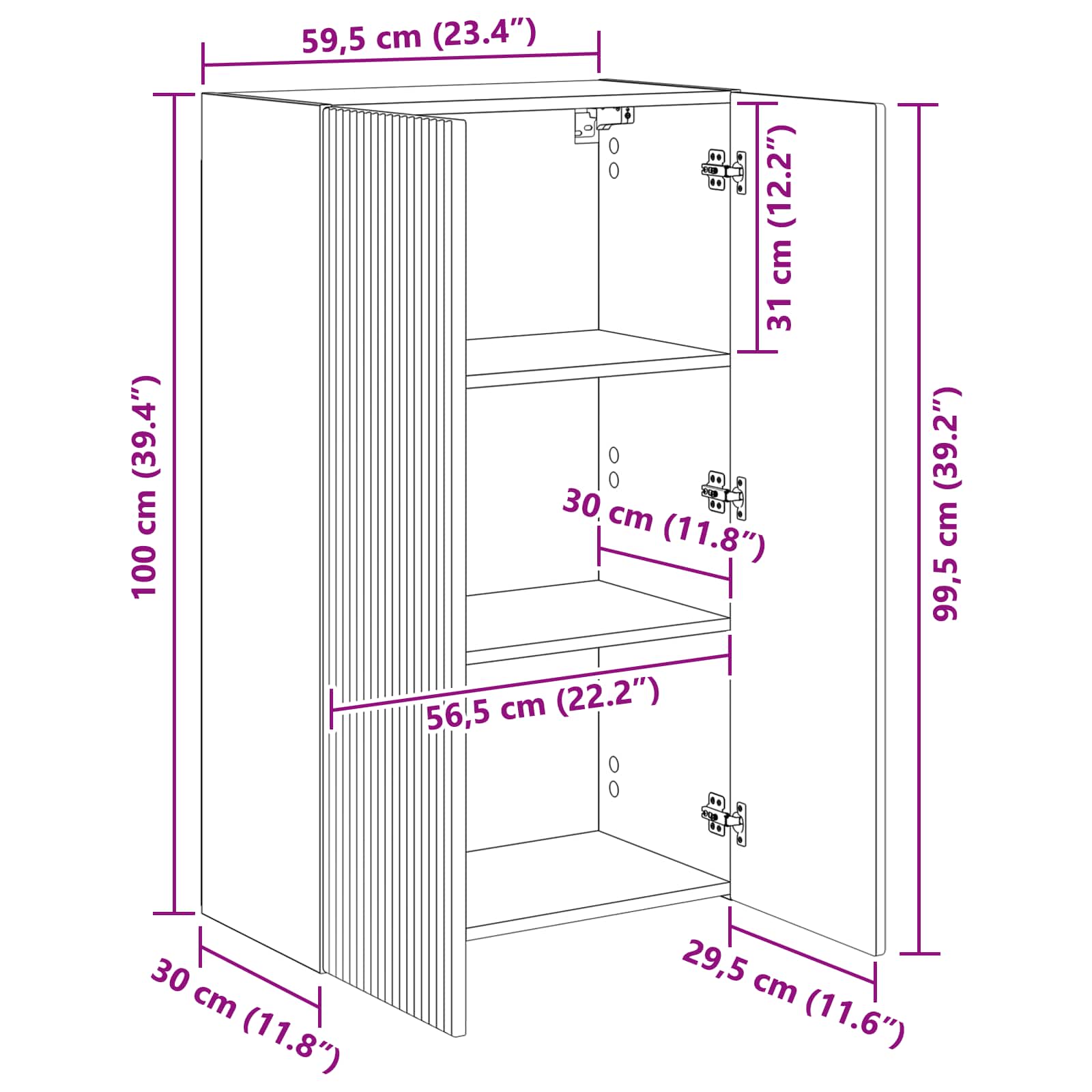 TV-Wandschrank 59,5 x 31 x 100 cm Artisan-Eiche Holzwerkstoff