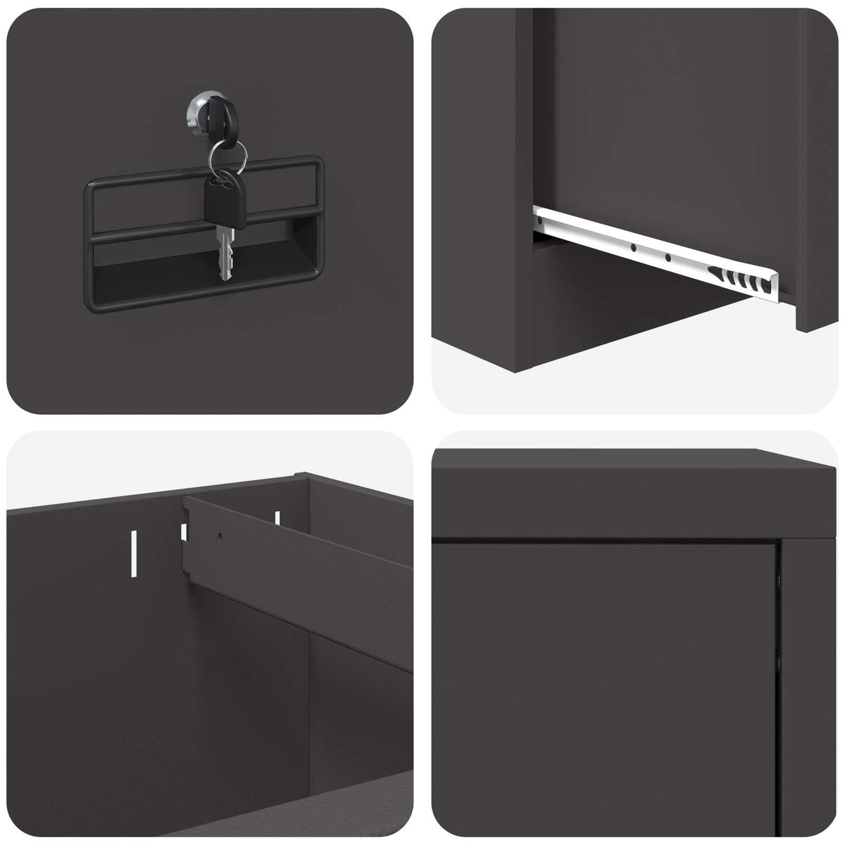 Aktenschrank Schwarz 45,5 x 42 x 74,5 cm Kaltgewalzter Stahl