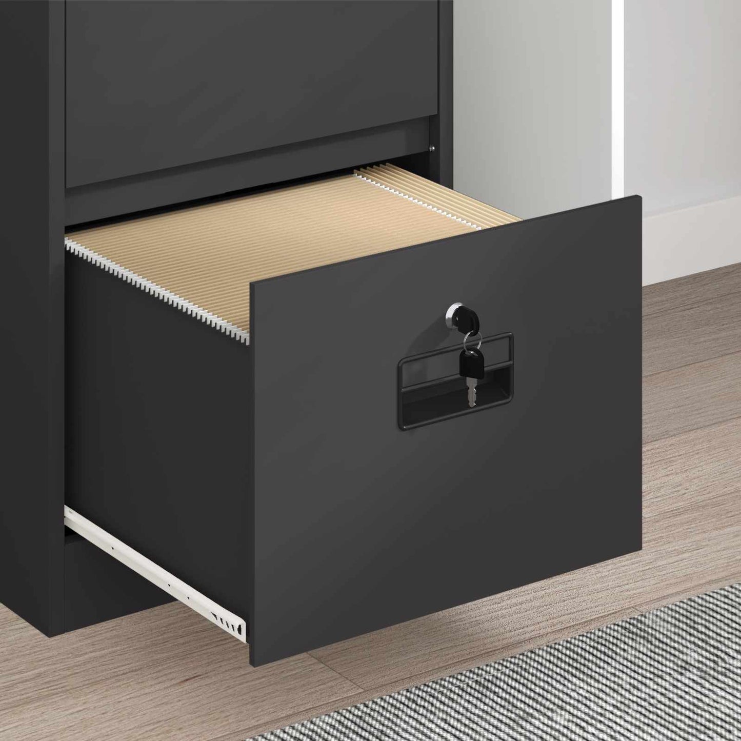Aktenschrank Schwarz 45,5 x 42 x 74,5 cm Kaltgewalzter Stahl
