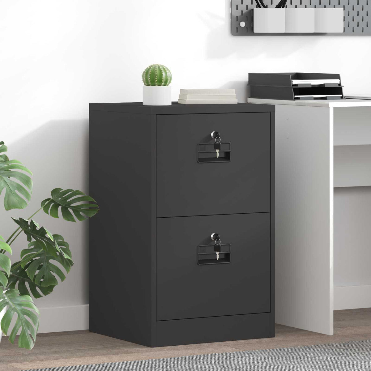 Aktenschrank Schwarz 45,5 x 42 x 74,5 cm Kaltgewalzter Stahl